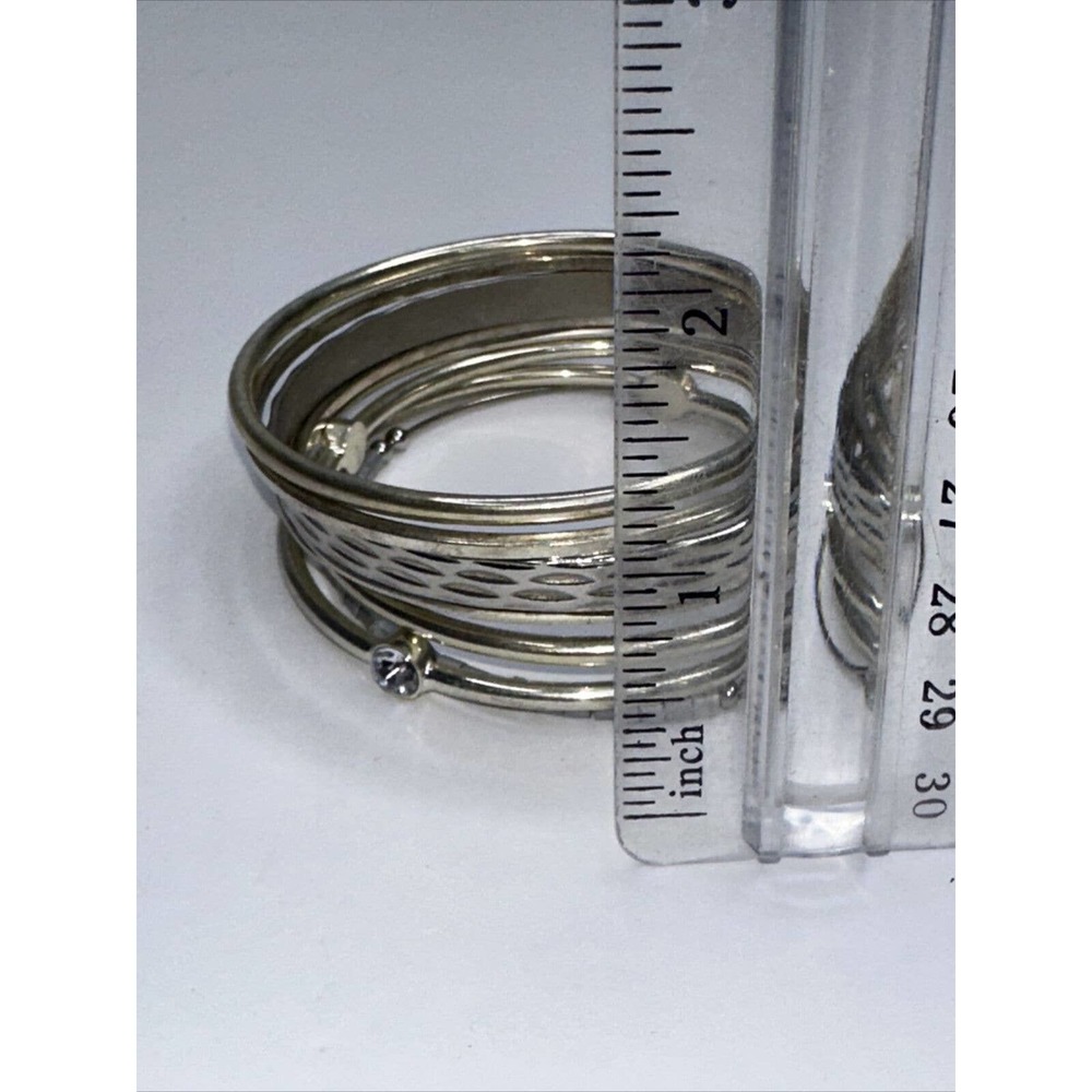 Bangle Bracelet Lot Stackable Rhinestone Grey Bea… - image 5